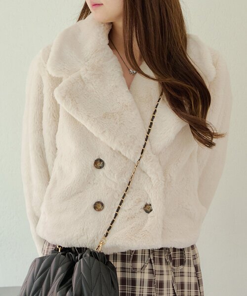 ラビット風ファーショートジャケット（その他アウター）｜Another