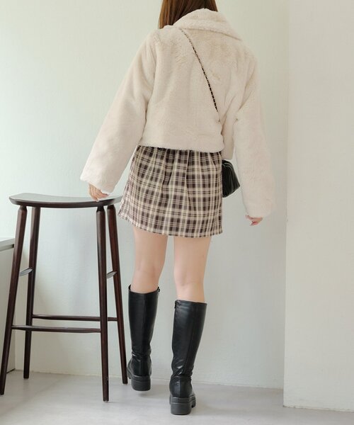 セール】ラビット風ファーショートジャケット（その他アウター