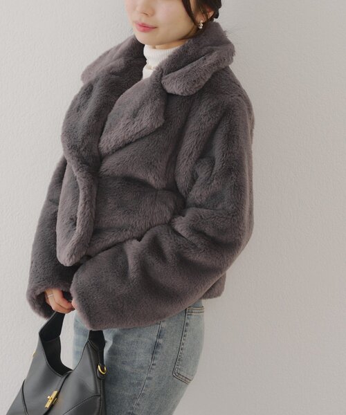 ラビット風ファーショートジャケット（その他アウター