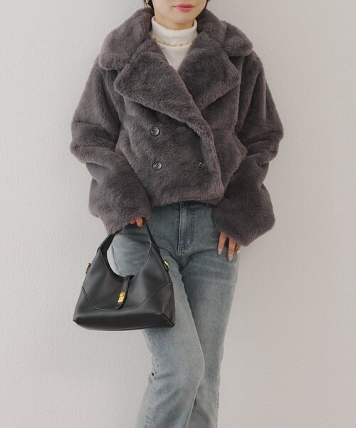 ラビット風ファーショートジャケット（その他アウター）｜Another