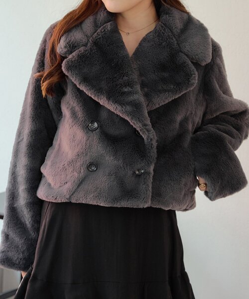 再お値下げ♪【blugirl 】美品⭐︎ラビットファー ショートジャケット セール】ラビット風ファーショートジャケット（その他アウター