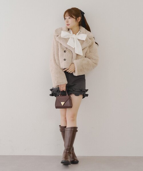 ラビット風ファーショートジャケット（その他アウター）｜Another