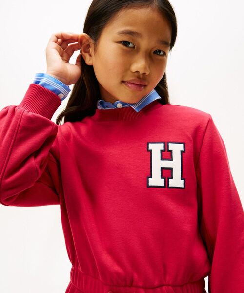 TOMMY HILFIGER（トミーヒルフィガー）の「GIRLS バーシティロングスリーブニットワンピース（ワンピース・レディース・ライトグレー/マルチ・150cm/160cm/140cm/130cm）」の7枚目の写真
