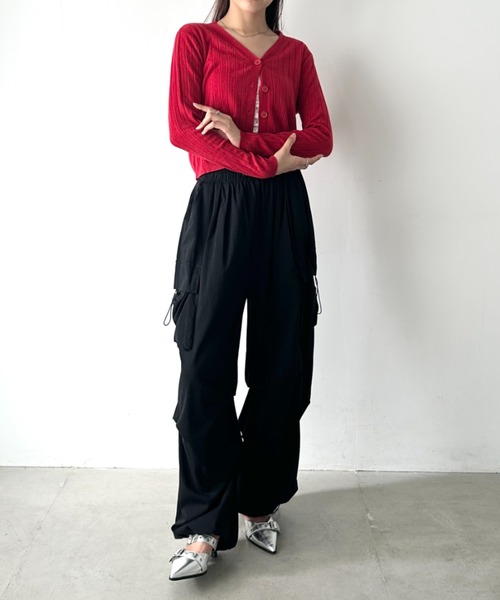 Bamm(バム)の「Vネックベーシックカーディガン(Tシャツ/カットソー・レディース・ホワイト/レッド/ブラック/グレー・FREE)」の18枚目の写真