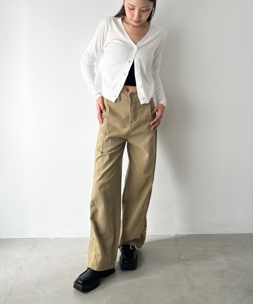Bamm(バム)の「Vネックベーシックカーディガン(Tシャツ/カットソー・レディース・ホワイト/レッド/ブラック/グレー・FREE)」の20枚目の写真