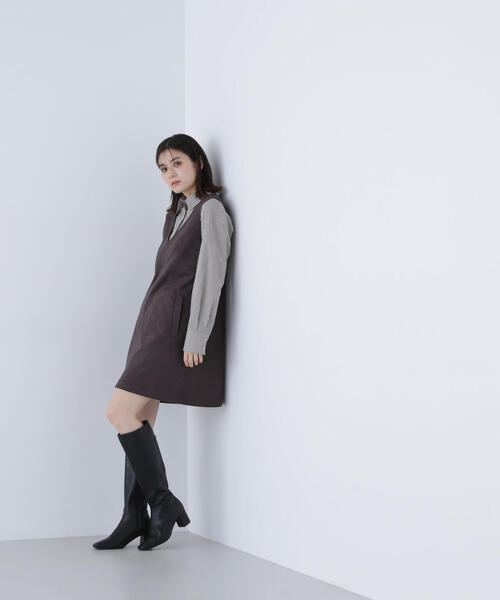 NATURAL BEAUTY BASIC（ナチュラルビューティーベーシック）の「◇フェイクスエードミニジャンスカ（ジャンパースカート・レディース・ブルー/キャメル/チャコールグレー・SMALL/MEDIUM）」の5枚目の写真