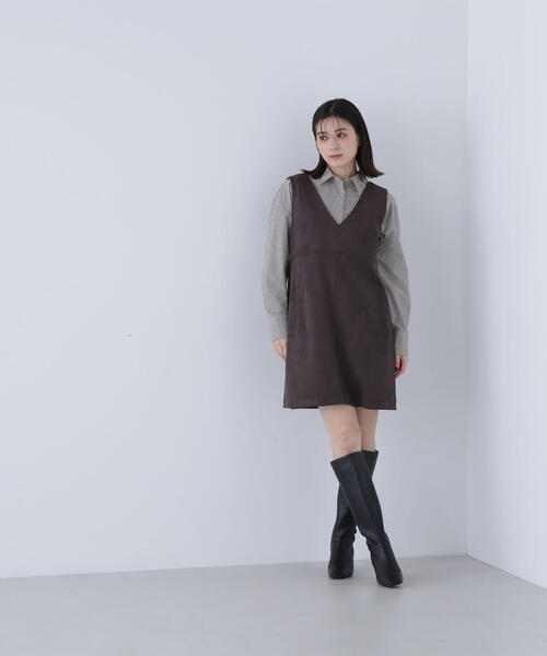 NATURAL BEAUTY BASIC（ナチュラルビューティーベーシック）の「◇フェイクスエードミニジャンスカ（ジャンパースカート・レディース・ブルー/キャメル/チャコールグレー・SMALL/MEDIUM）」の7枚目の写真