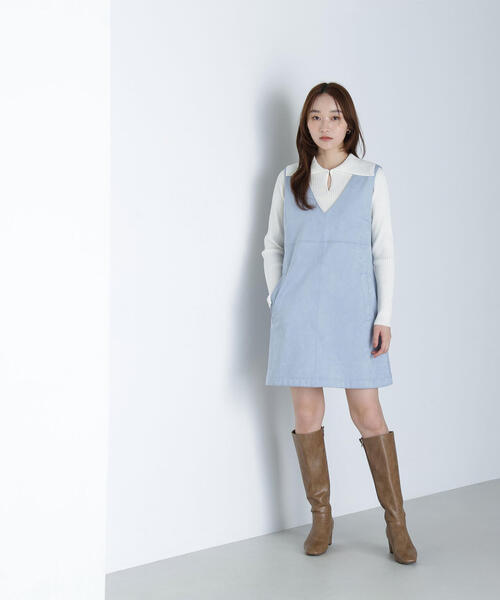 NATURAL BEAUTY BASIC（ナチュラルビューティーベーシック）の「◇フェイクスエードミニジャンスカ（ジャンパースカート・レディース・ブルー/キャメル/チャコールグレー・SMALL/MEDIUM）」の19枚目の写真