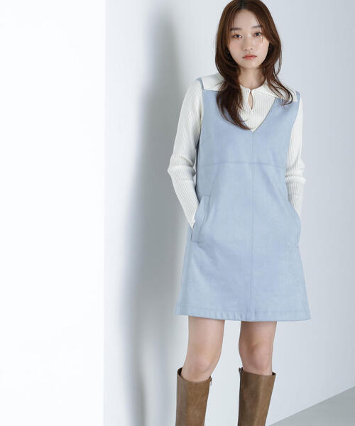 NATURAL BEAUTY BASIC（ナチュラルビューティーベーシック）の「◇フェイクスエードミニジャンスカ（ジャンパースカート・レディース・ブルー/キャメル/チャコールグレー・SMALL/MEDIUM）」の22枚目の写真