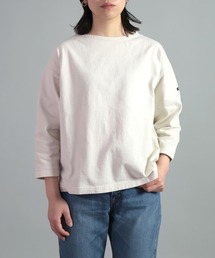 [OMNIGOD womens / オムニゴッド] 8/天竺 ボートネックマニッシュシャツ