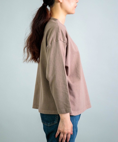 OMNIGOD womens / オムニゴッド] 8/天竺 ボートネックマニッシュシャツ