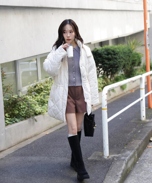 FREE'S MART（フリーズマート）の「◆ウエストドロストキルティングコート（その他アウター・レディース・ホワイト/ブラック・SMALL/MEDIUM）」の14枚目の写真