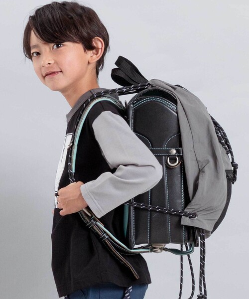 WASK(ワスク)の「メッシュポケットドローコードナップサック(バックパック/リュック・キッズ・グレー/ブラック・FREE)」の3枚目の写真