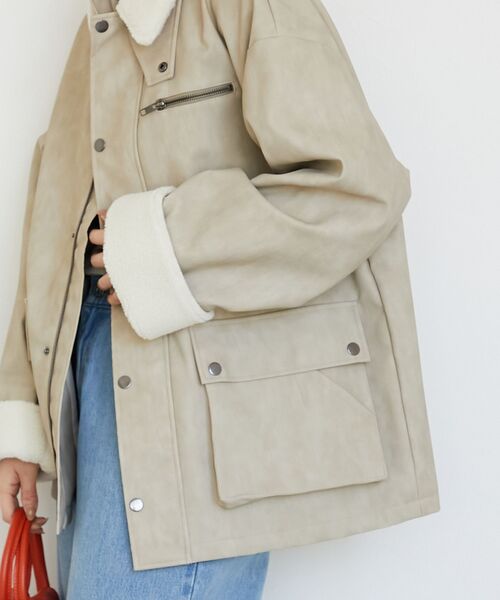 le.coeur blanc(ルクールブラン)の「《WEB限定アイテム》ヴィンテージライクボアカラーブルゾン(ブルゾン・レディース・ブラウン/ベージュ/ブラック・38)」の13枚目の写真