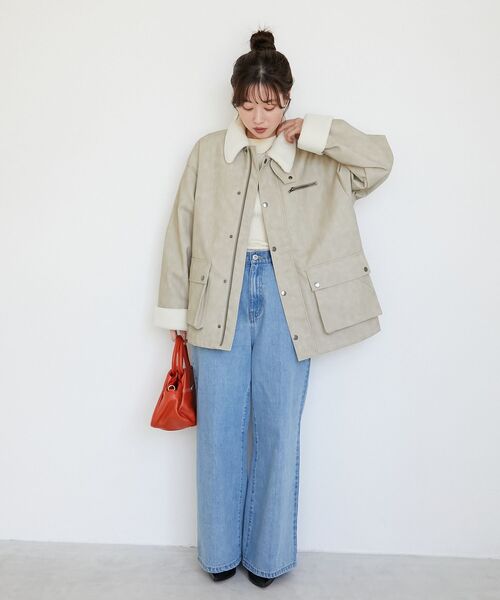 le.coeur blanc(ルクールブラン)の「《WEB限定アイテム》ヴィンテージライクボアカラーブルゾン(ブルゾン・レディース・ブラウン/ベージュ/ブラック・38)」の17枚目の写真