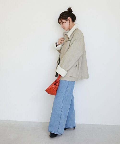 le.coeur blanc(ルクールブラン)の「《WEB限定アイテム》ヴィンテージライクボアカラーブルゾン(ブルゾン・レディース・ブラウン/ベージュ/ブラック・38)」の18枚目の写真