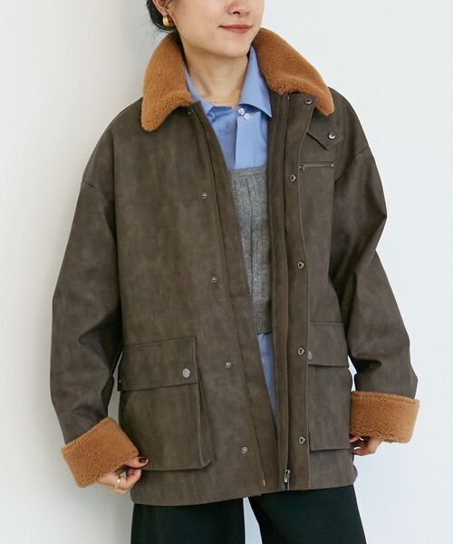 le.coeur blanc(ルクールブラン)の「《WEB限定アイテム》ヴィンテージライクボアカラーブルゾン(ブルゾン・レディース・ブラウン/ベージュ/ブラック・38)」の22枚目の写真