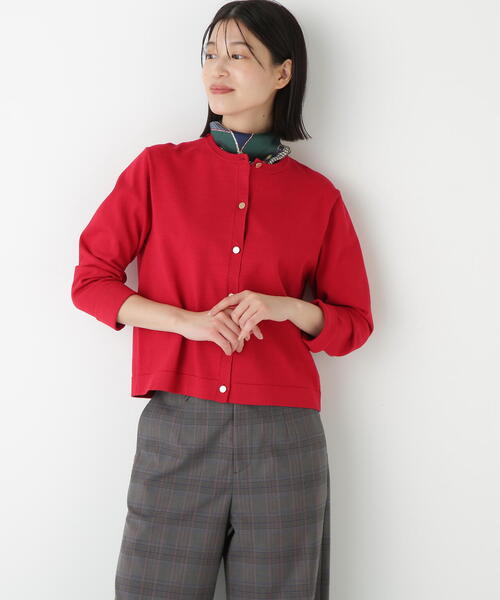 human woman（ヒューマンウーマン）の「◆レーヨン混ハイゲージクルーネックカーディガン（カーディガン/ボレロ・レディース・ブラック/ベージュ/レッド・MEDIUM）」の4枚目の写真