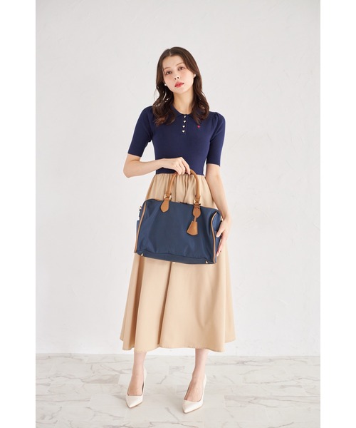 tocco closet(トッコ クローゼット)の「2WAYショルダー&キーチャーム付きボストンバッグ(ボストンバッグ・レディース・ネイビー/グレイッシュベージュ/ブラック・FREE)」の21枚目の写真