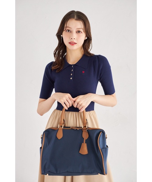 tocco closet(トッコ クローゼット)の「2WAYショルダー&キーチャーム付きボストンバッグ(ボストンバッグ・レディース・ネイビー/グレイッシュベージュ/ブラック・FREE)」の16枚目の写真