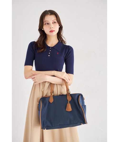 tocco closet(トッコ クローゼット)の「2WAYショルダー&キーチャーム付きボストンバッグ(ボストンバッグ・レディース・ネイビー/グレイッシュベージュ/ブラック・FREE)」の11枚目の写真
