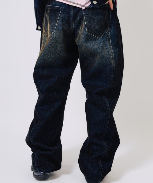 atmos pink(アトモスピンク)の「atmos pink Flocky Denim Pants / アトモス ピンク フロッキー デニム パンツ(デニムパンツ・レディース・ブロンズ/ネイビー・S/M)」の4枚目の写真