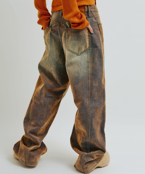 atmos pink(アトモスピンク)の「atmos pink Flocky Denim Pants / アトモス ピンク フロッキー デニム パンツ(デニムパンツ・レディース・ブロンズ/ネイビー・S/M)」の13枚目の写真