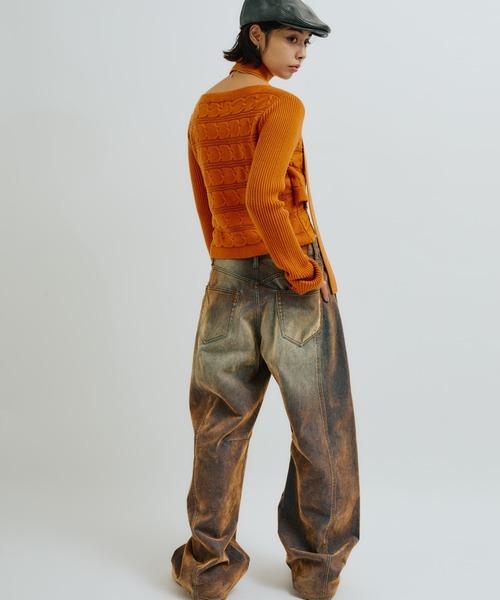 atmos pink(アトモスピンク)の「atmos pink Flocky Denim Pants / アトモス ピンク フロッキー デニム パンツ(デニムパンツ・レディース・ブロンズ/ネイビー・S/M)」の15枚目の写真