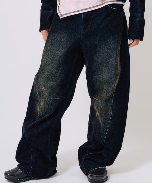 atmos pink(アトモスピンク)の「atmos pink Flocky Denim Pants / アトモス ピンク フロッキー デニム パンツ(デニムパンツ・レディース・ブロンズ/ネイビー・S/M)」の16枚目の写真