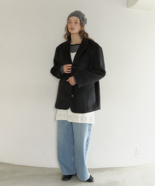 GIUNON（ジウノン）の「boat neck border long-t / ボートネックボーダーロンT（Tシャツ/カットソー・レディース・ピンク/グレー/ブラック・FREE）」の5枚目の写真