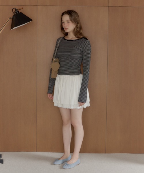 GIUNON（ジウノン）の「boat neck border long-t / ボートネックボーダーロンT（Tシャツ/カットソー・レディース・ピンク/グレー/ブラック・FREE）」の4枚目の写真