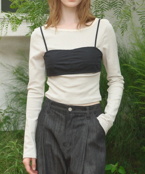 GIUNON（ジウノン）の「boat neck border long-t / ボートネックボーダーロンT（Tシャツ/カットソー・レディース・ピンク/グレー/ブラック・FREE）」の15枚目の写真