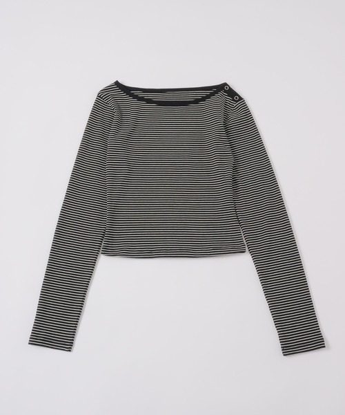 GIUNON（ジウノン）の「boat neck border long-t / ボートネックボーダーロンT（Tシャツ/カットソー・レディース・ピンク/グレー/ブラック・FREE）」の11枚目の写真