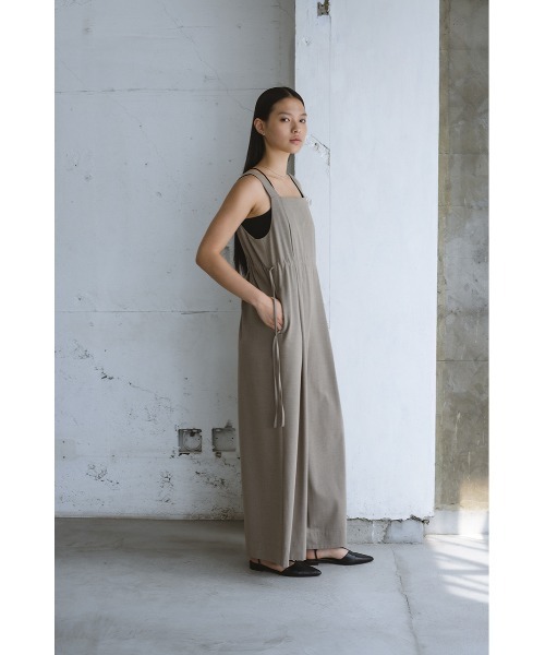 サイドギャザーワイドロンパース（つなぎ/オールインワン