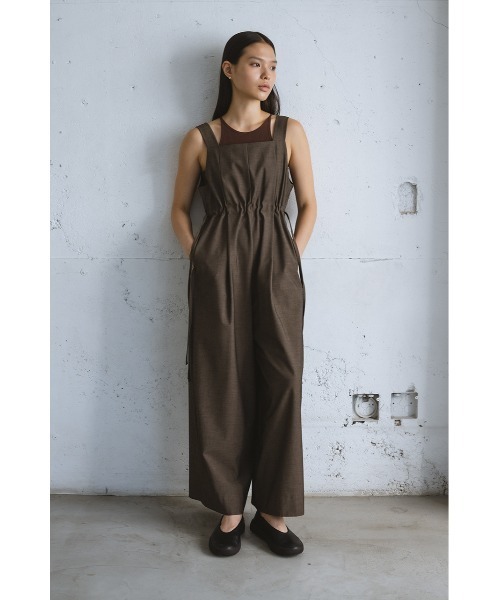 STYLEMIXER（スタイルミキサー）の「サイドギャザーワイドロンパース（つなぎ/オールインワン・レディース・ブラウン/ブラック/ライトベージュ・SMALL/MEDIUM）」の17枚目の写真