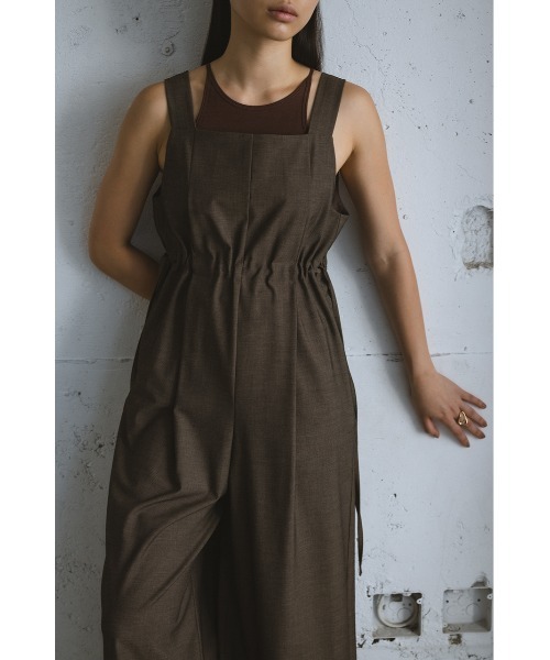 セール】サイドギャザーワイドロンパース（つなぎ/オールインワン