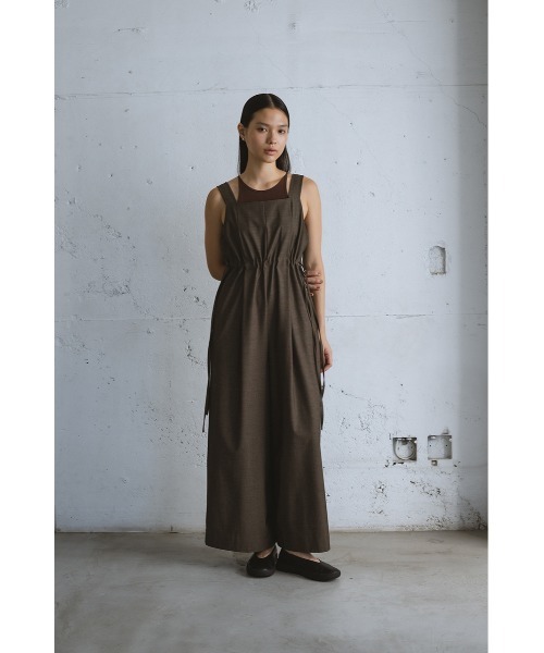 STYLEMIXER（スタイルミキサー）の「サイドギャザーワイドロンパース（つなぎ/オールインワン・レディース・ブラウン/ブラック/ライトベージュ・SMALL/MEDIUM）」の16枚目の写真