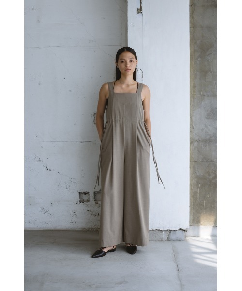 セール】サイドギャザーワイドロンパース（つなぎ/オールインワン