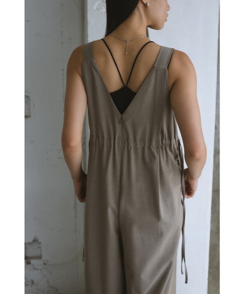 セール】サイドギャザーワイドロンパース（つなぎ/オールインワン