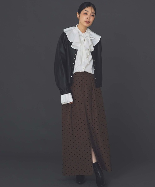 CLOCHE（クロシェ）の「フロッキードットタイトスカート（スカート・レディース・ブラック/ブラウン・FREE）」の16枚目の写真