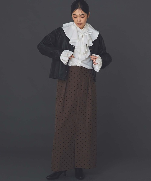 CLOCHE（クロシェ）の「フロッキードットタイトスカート（スカート・レディース・ブラック/ブラウン・FREE）」の19枚目の写真
