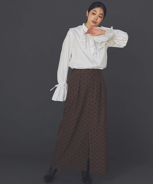CLOCHE（クロシェ）の「フロッキードットタイトスカート（スカート・レディース・ブラック/ブラウン・FREE）」の10枚目の写真