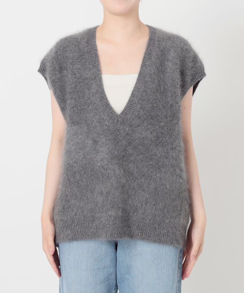 ★未使用　IENA LA BOUCLE メランジハンドニットベスト★ 2025ss／IENA LA BOUCLE／メランジハンドニットベスト／かぎ編み