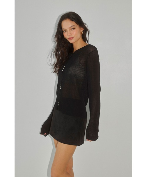 ALEXIA STAM（アリシアスタン）の「Sheer Knit Cardigan /シアーカーディガン（カーディガン/ボレロ・レディース・ブラック/モカ/ライトグレー系・FREE）」の7枚目の写真