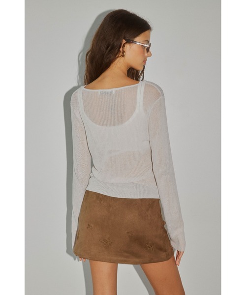 ALEXIA STAM（アリシアスタン）の「Sheer Knit Cardigan /シアーカーディガン（カーディガン/ボレロ・レディース・ブラック/モカ/ライトグレー系・FREE）」の16枚目の写真