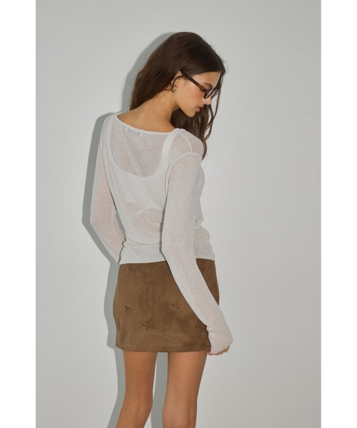 ALEXIA STAM（アリシアスタン）の「Sheer Knit Cardigan /シアーカーディガン（カーディガン/ボレロ・レディース・ブラック/モカ/ライトグレー系・FREE）」の17枚目の写真