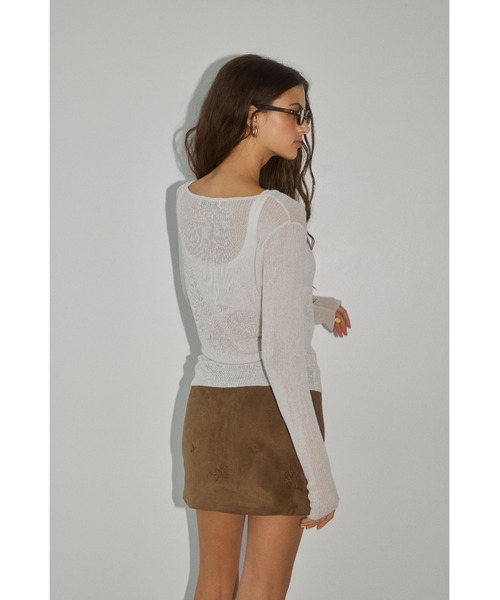 ALEXIA STAM（アリシアスタン）の「Sheer Knit Cardigan /シアーカーディガン（カーディガン/ボレロ・レディース・ブラック/モカ/ライトグレー系・FREE）」の18枚目の写真