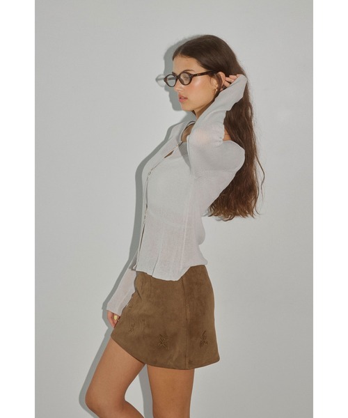 ALEXIA STAM（アリシアスタン）の「Sheer Knit Cardigan /シアーカーディガン（カーディガン/ボレロ・レディース・ブラック/モカ/ライトグレー系・FREE）」の19枚目の写真