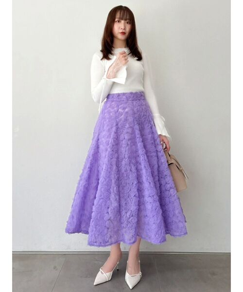 【けーしし様新品未使用】完売品　dazzlin　モチーフボリュームフレアスカート セール】モチーフボリュームフレアスカート（スカート）｜dazzlin