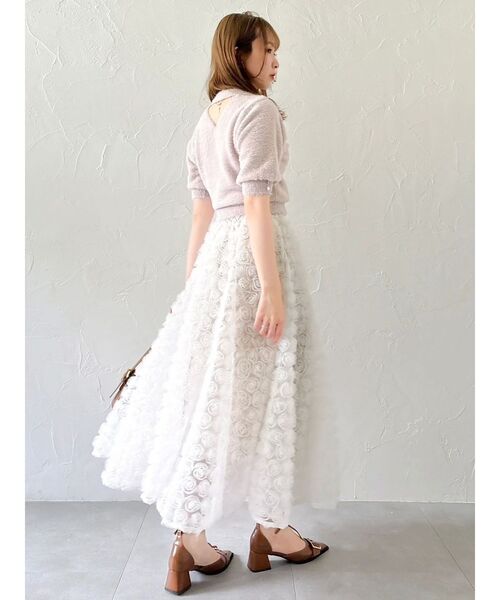 dazzlin（ダズリン）の「モチーフボリュームフレアスカート（スカート・レディース・ホワイト/チャコールグレー/パープル・SMALL/MEDIUM）」の7枚目の写真